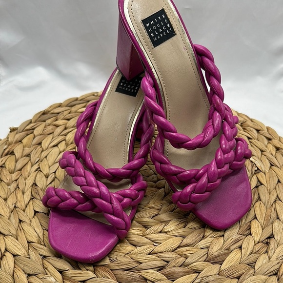 White House Black Market Magenta Braided Comfortable Block Heels - Picture 4 of 9